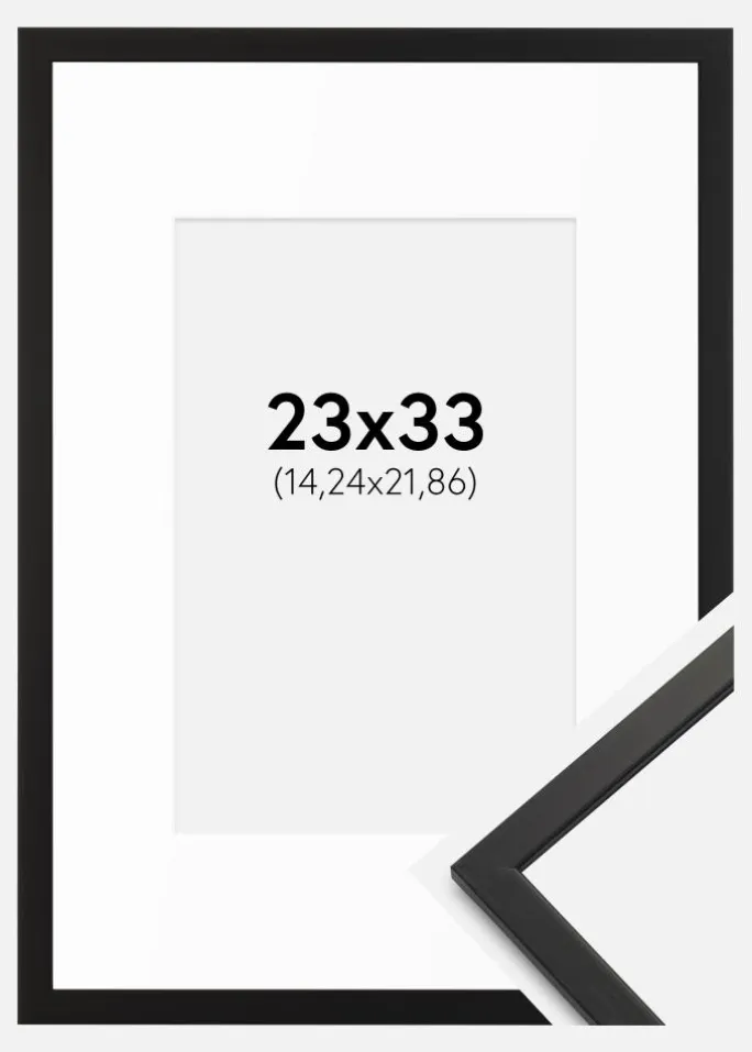 Ramme Edsbyn Sort 23x33 cm - Passepartout Hvid 6x9 inches
