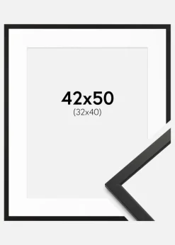 Ramme Edsbyn Sort 42x50 cm - Passepartout Hvid 33x41 cm