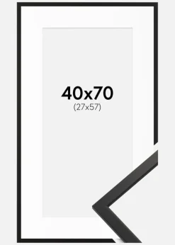 Ramme Edsbyn Sort 40x70 cm - Passepartout Hvid 28x58 cm