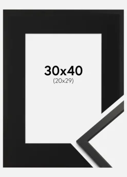 Ramme Edsbyn Sort 30x40 cm - Passepartout Sort 21x30 cm