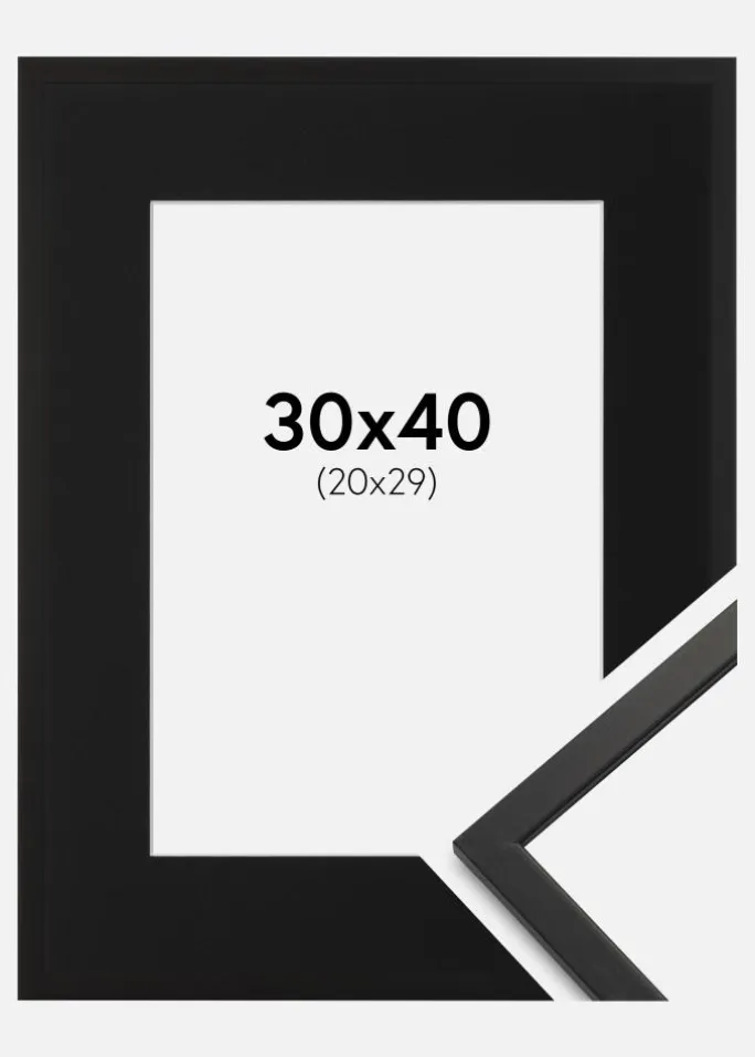 Ramme Edsbyn Sort 30x40 cm - Passepartout Sort 21x30 cm
