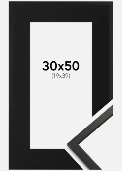 Ramme Edsbyn Sort 30x50 cm - Passepartout Sort 20x40 cm