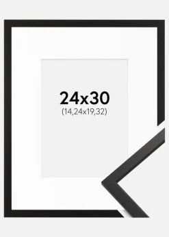Ramme Edsbyn Sort 24x30 cm - Passepartout Hvid 6x8 inches