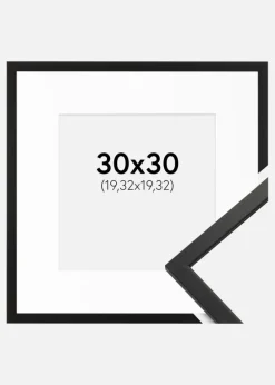 Ramme Edsbyn Sort 30x30 cm - Passepartout Hvid 8x8 inches