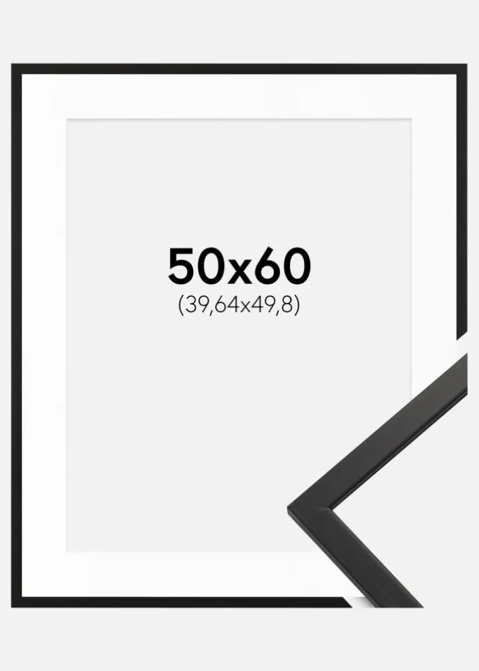 Ramme Edsbyn Sort 50x60 cm - Passepartout Hvid 16x20 inches