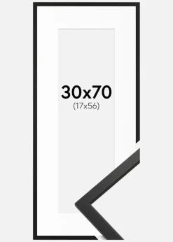 Ramme Edsbyn Sort 30x70 cm - Passepartout Hvid 18x57 cm