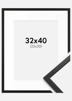 Ramme Edsbyn Sort 32x40 cm - Passepartout Hvid 23x31 cm