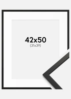 Ramme Edsbyn Sort 42x50 cm - Passepartout Hvid 32x40 cm