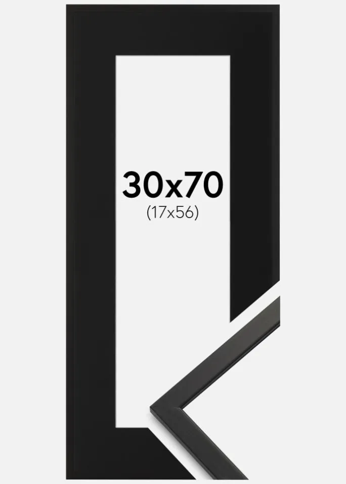 Ramme Edsbyn Sort 30x70 cm - Passepartout Sort 18x57 cm