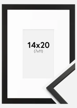 Ramme Edsbyn Sort 14x20 cm - Passepartout Hvid 8x12 cm