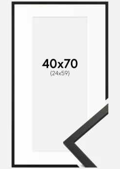 Ramme Edsbyn Sort 40x70 cm - Passepartout Hvid 25x60 cm