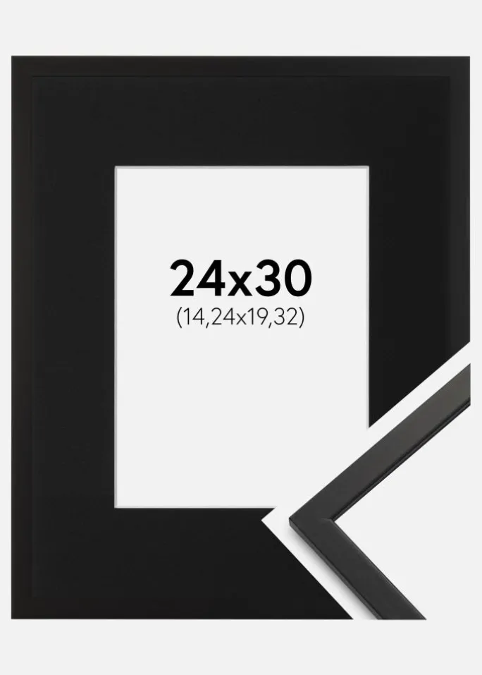 Ramme Edsbyn Sort 24x30 cm - Passepartout Sort 6x8 inches