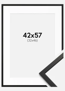 Ramme Edsbyn Sort 42x57 cm - Passepartout Hvid 33x47 cm