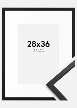Ramme Edsbyn Sort 28x36 cm - Passepartout Hvid 18x26 cm