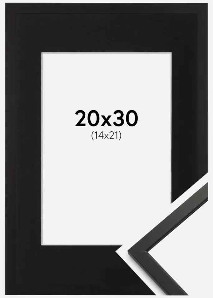 Ramme Edsbyn Sort 20x30 cm - Passepartout Sort 15x22 cm