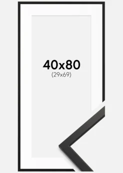 Ramme Edsbyn Sort 40x80 cm - Passepartout Hvid 30x70 cm