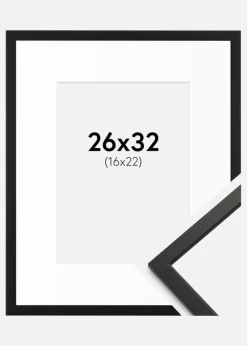 Ramme Edsbyn Sort 26x32 cm - Passepartout Hvid 17x23 cm