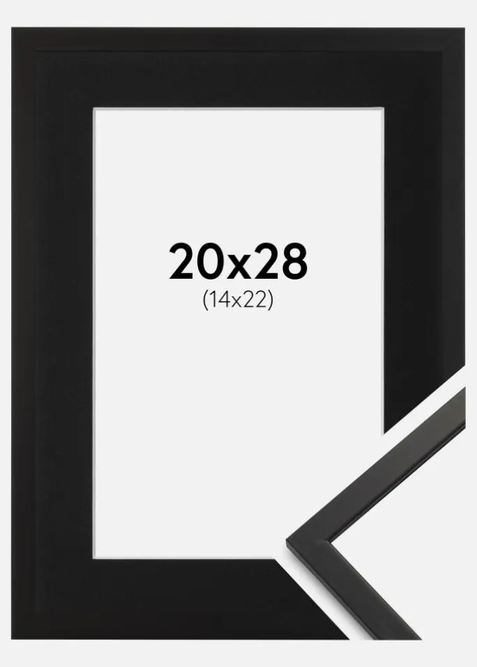 Ramme Edsbyn Sort 20x28 cm - Passepartout Sort 15x23 cm