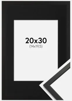 Ramme Edsbyn Sort 20x30 cm - Passepartout Sort 15x21 cm