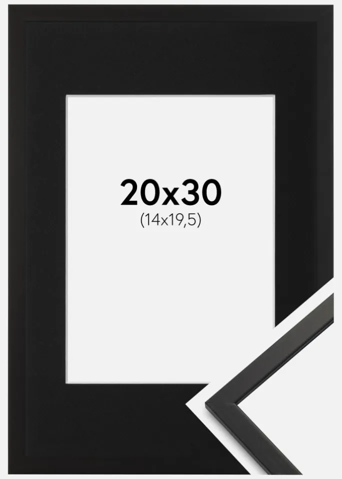 Ramme Edsbyn Sort 20x30 cm - Passepartout Sort 15x21 cm