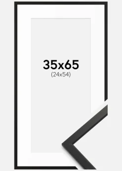 Ramme Edsbyn Sort 35x65 cm - Passepartout Hvid 25x55 cm