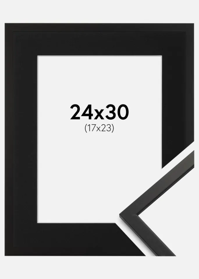 Ramme Edsbyn Sort 24x30 cm - Passepartout Sort 18x24 cm