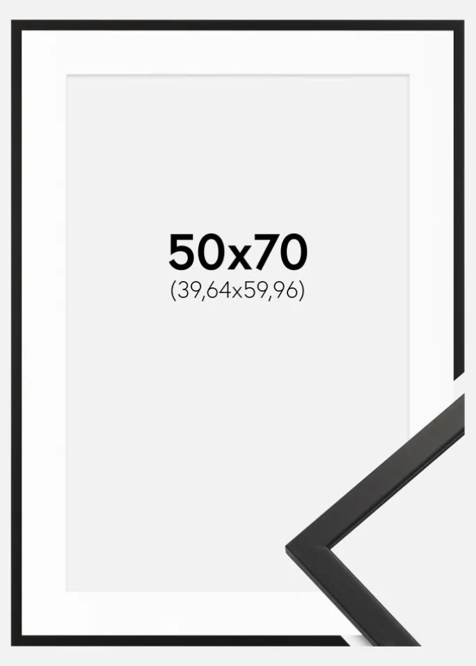Ramme Edsbyn Sort 50x70 cm - Passepartout Hvid 16x24 inches
