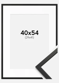 Ramme Edsbyn Sort 40x54 cm - Passepartout Hvid 30x42 cm