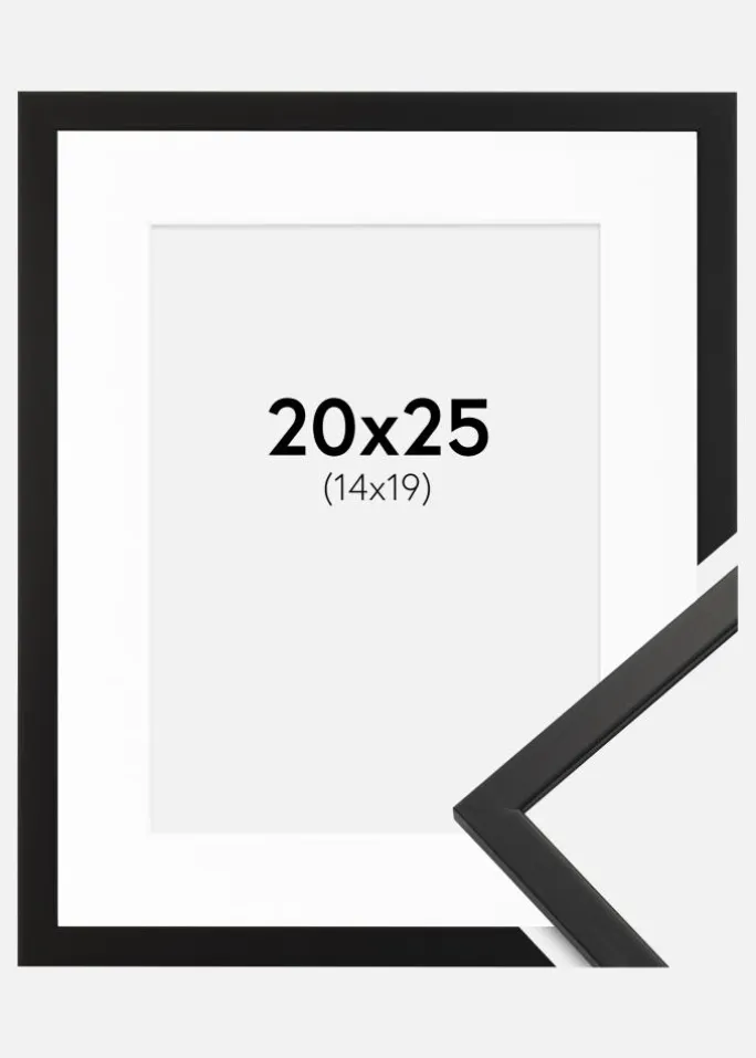 Ramme Edsbyn Sort 20x25 cm - Passepartout Hvid 15x20 cm