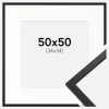Ramme Edsbyn Sort 50x50 cm - Passepartout Hvid 35x35 cm