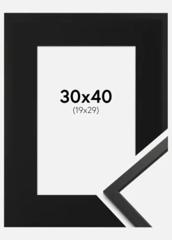 Ramme Edsbyn Sort 30x40 cm - Passepartout Sort 20x30 cm