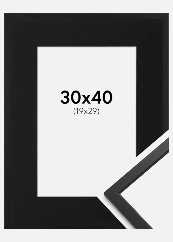 Ramme Edsbyn Sort 30x40 cm - Passepartout Sort 20x30 cm