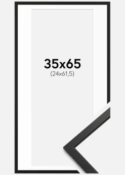Ramme Edsbyn Sort 35x65 cm - Passepartout Hvid 25x62,5 cm
