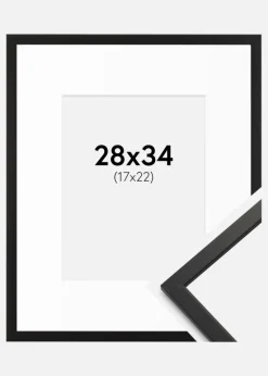 Ramme Edsbyn Sort 28x34 cm - Passepartout Hvid 18x23 cm