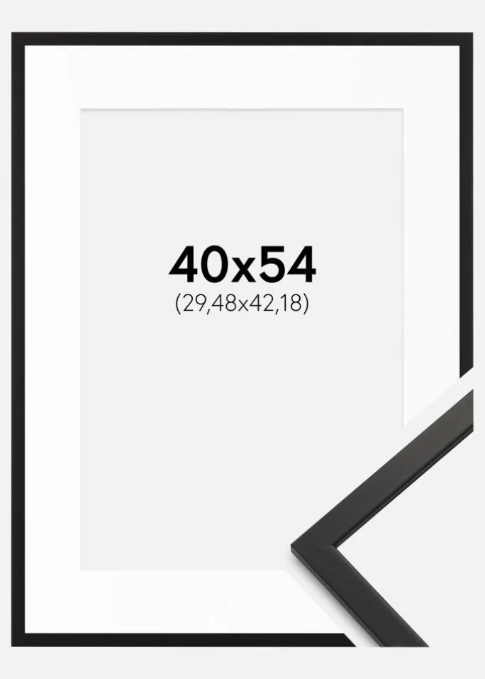 Ramme Edsbyn Sort 40x54 cm - Passepartout Hvid 12x17 inches