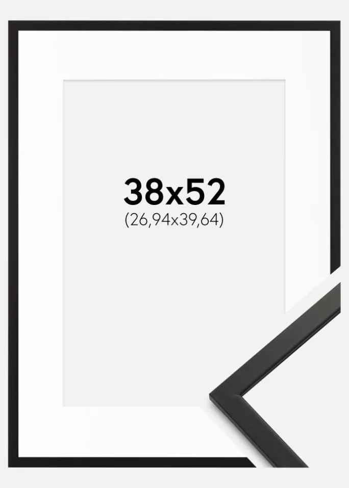 Ramme Edsbyn Sort 38x52 cm - Passepartout Hvid 11x16 inches