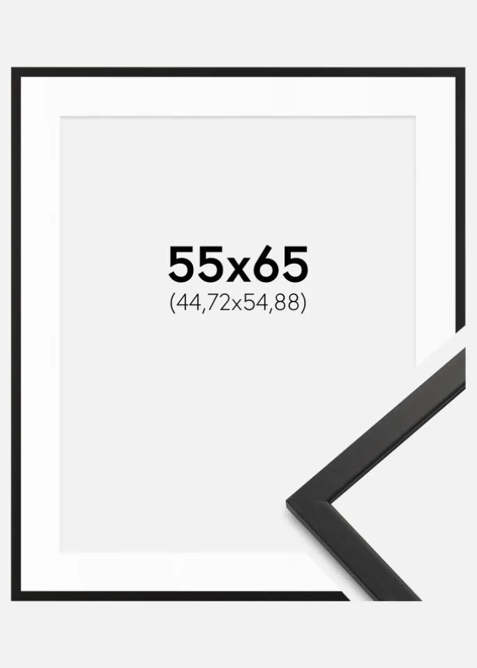 Ramme Edsbyn Sort 55x65 cm - Passepartout Hvid 18x22 inches