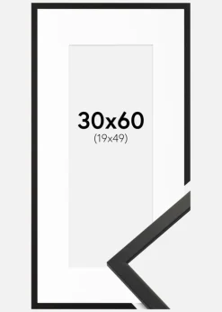 Ramme Edsbyn Sort 30x60 cm - Passepartout Hvid 18x46 cm