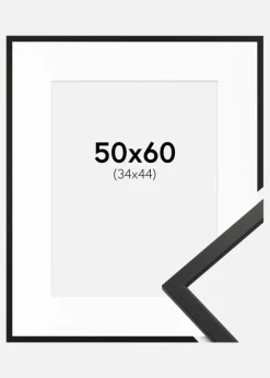 Ramme Edsbyn Sort 50x60 cm - Passepartout Hvid 35x45 cm