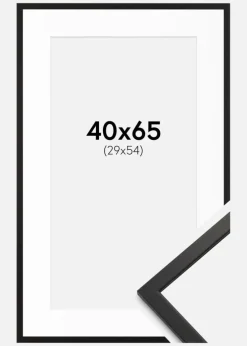 Ramme Edsbyn Sort 40x65 cm - Passepartout Hvid 30x55 cm