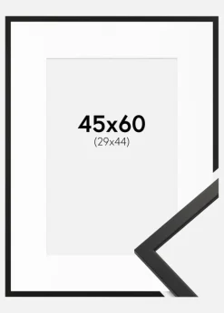 Ramme Edsbyn Sort 45x60 cm - Passepartout Hvid 30x45 cm