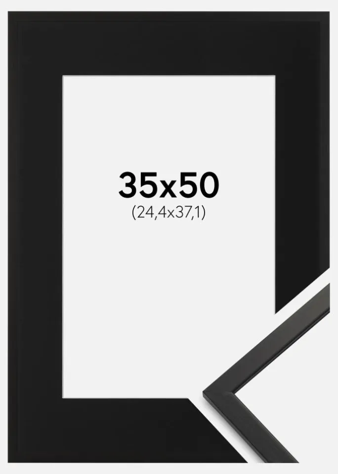 Ramme Edsbyn Sort 35x50 cm - Passepartout Sort 10x15 inches