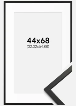 Ramme Edsbyn Sort 44x68 cm - Passepartout Hvid 13x22 inches
