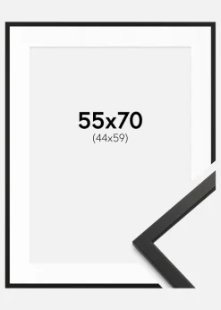 Ramme Edsbyn Sort 55x70 cm - Passepartout Hvid 45x60 cm
