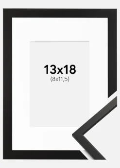 Ramme Edsbyn Sort 13x18 cm - Passepartout Hvid 9x12 cm