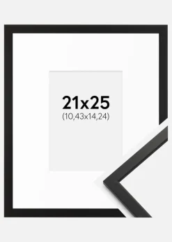 Ramme Edsbyn Sort 21x25 cm - Passepartout Hvid 4,5x6 inches