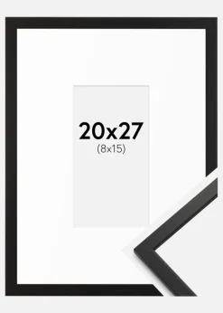 Ramme Edsbyn Sort 20x27 cm - Passepartout Hvid 9x16 cm
