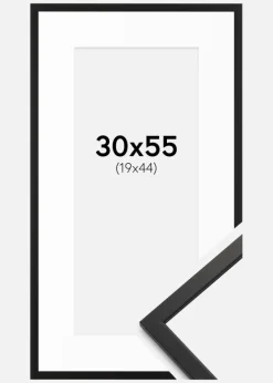 Ramme Edsbyn Sort 30x55 cm - Passepartout Hvid 20x45 cm