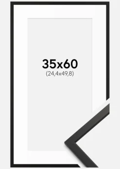 Ramme Edsbyn Sort 35x60 cm - Passepartout Hvid 10x20 inches
