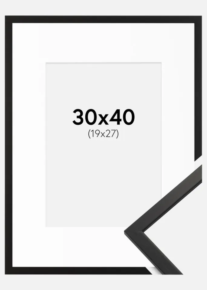 Ramme Edsbyn Sort 30x40 cm - Passepartout Hvid 20x28 cm